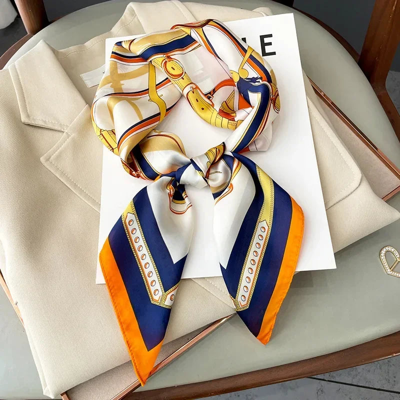 Neckerchief Female Luxury Square Scarf for Women Silk Feeling Shawl Satin Hijab Fashion Wraps Hair Bands Ribbon Headband Bandann Quick Pick Grocers